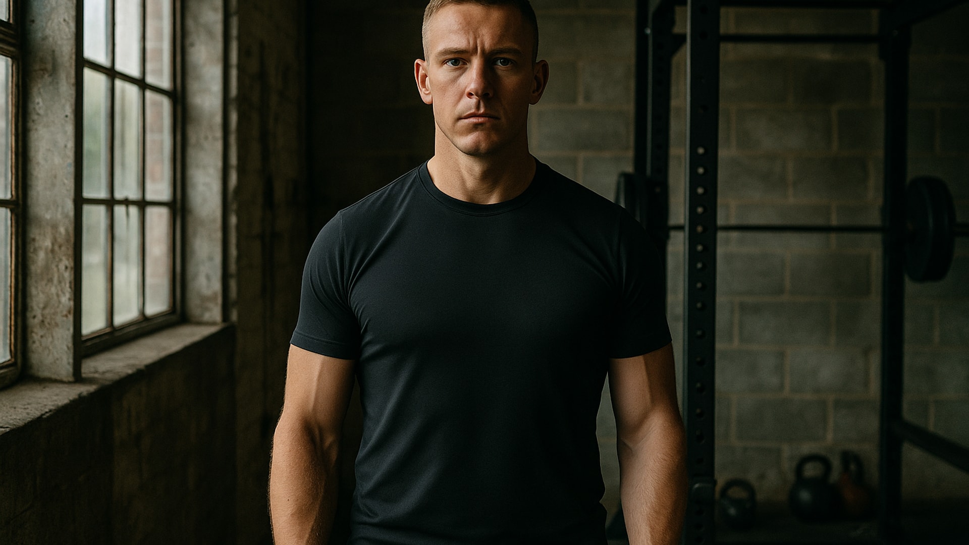 Marcus Cole displaying military bearing and professional confidence in his training studio